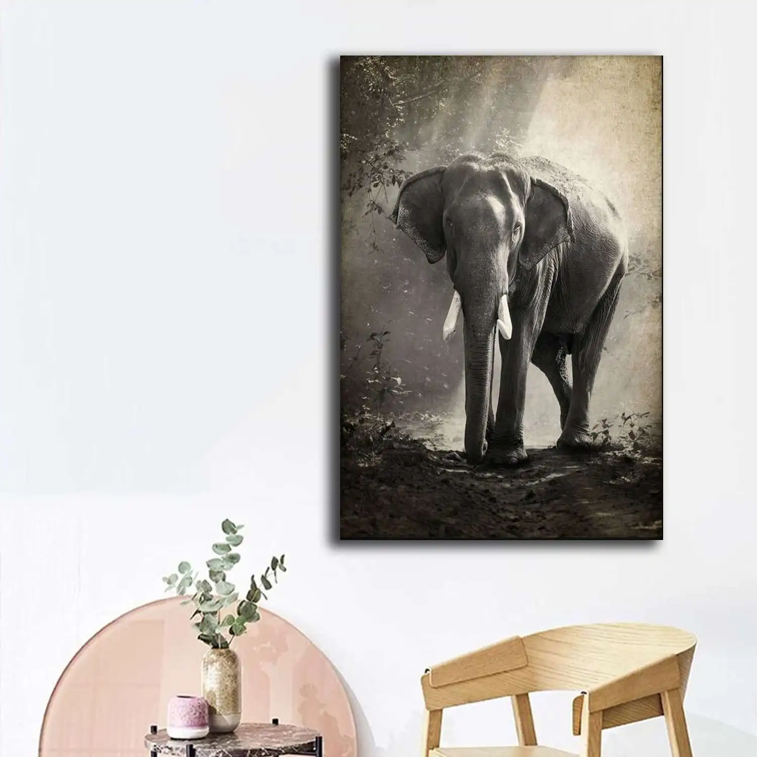 Слон Художественная печать слон стена искусство Искусство пятнистый фотография