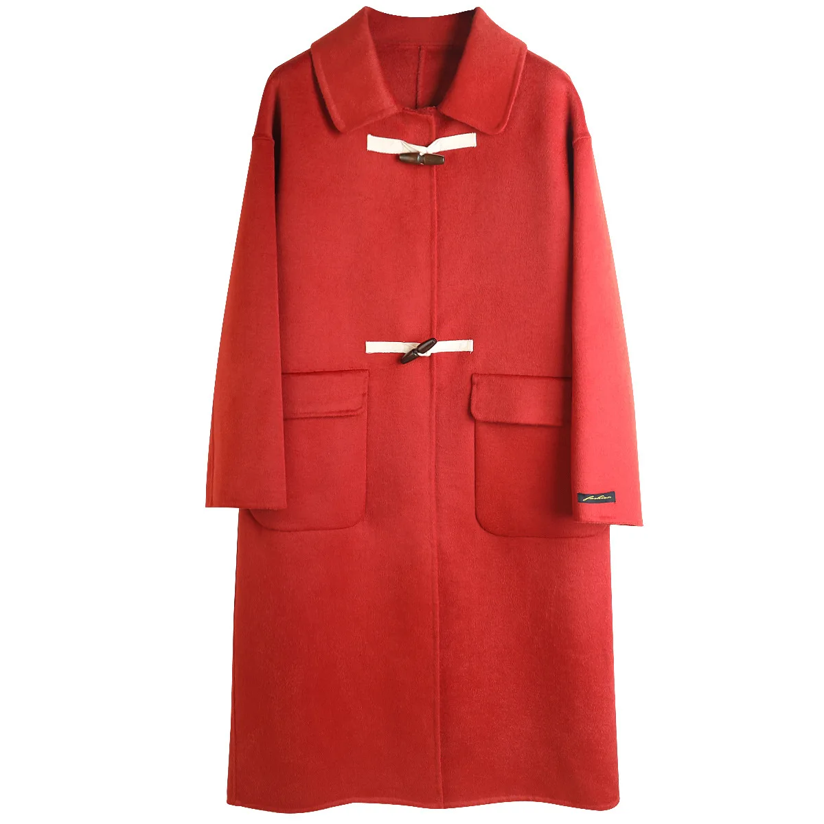 

Elegante Single Breasted Abrigos Mujer Casaco Feminino Women Long Coat New Pockets Wide-waisted Wool Jacket