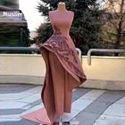 Элегантный пыльный розовый комбинезон, платья для выпускного вечера, нарукавник со шлейфом, брючный костюм 2022, мусульманское арабское вечернее платье с кружевом, женское вечернее платье