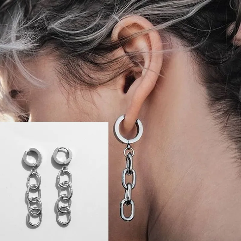 

Fashion Stainless Steel Earrings Tassel Punk Jewelry Non-perforated Ear Clips for Cool Women Girl Friendship Gifts Accessories