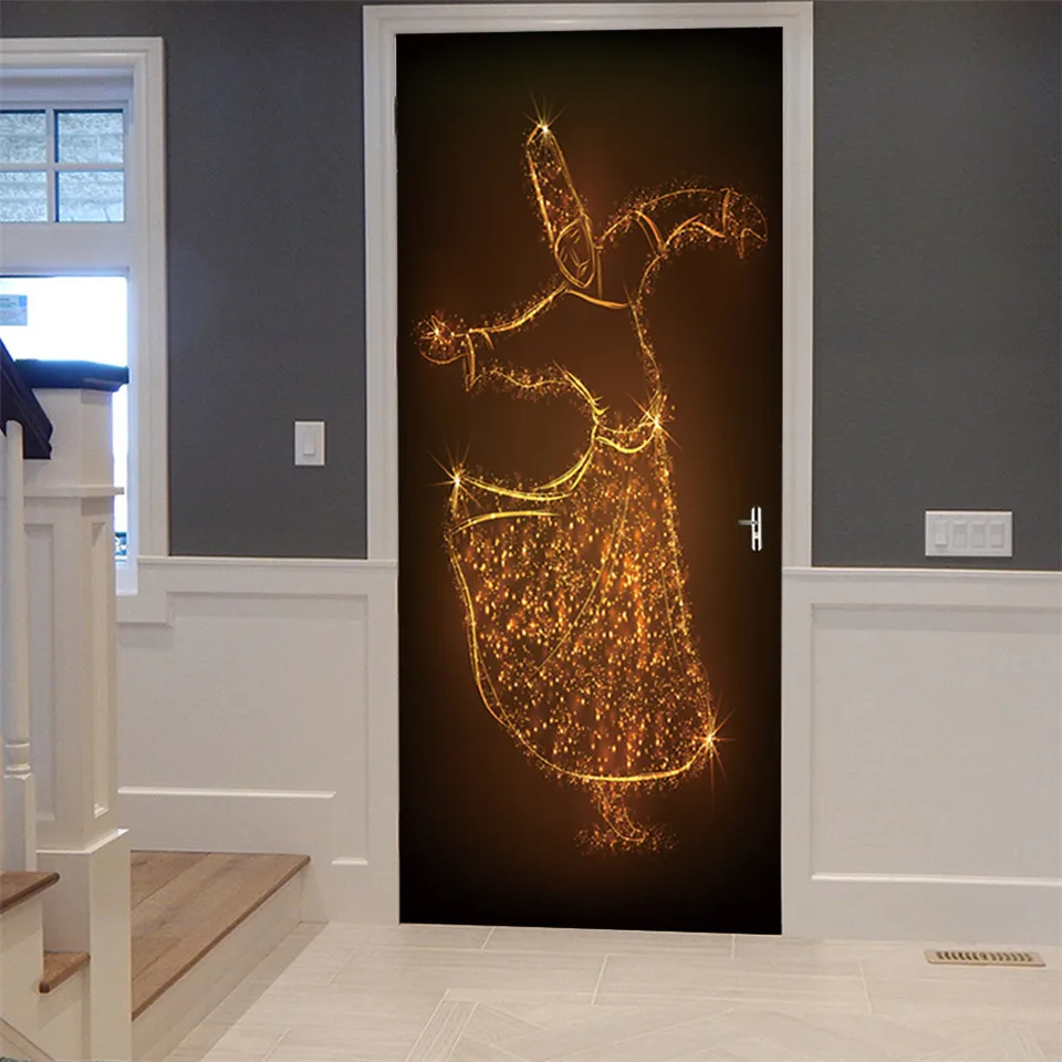 Мусульманские Праздничные наклейки на дверь самоклеящиеся водонепроницаемые