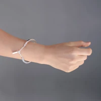 hot sale 925 silver bracelet simple design geometric square charms bangle women jewelry making gift for women