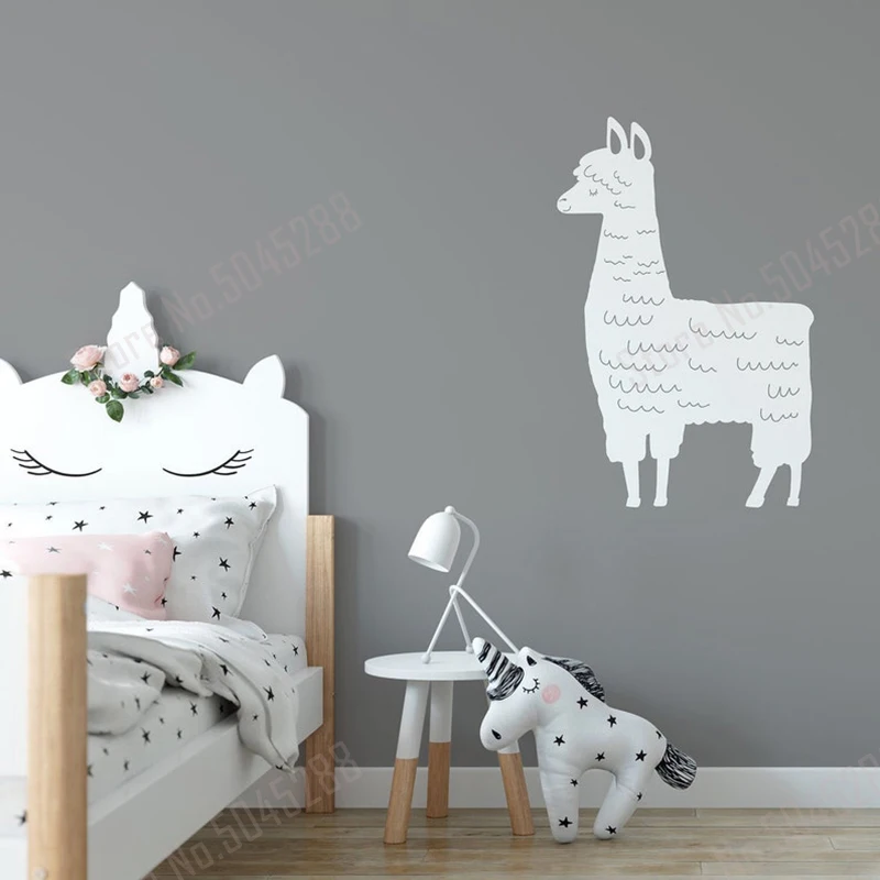 Симпатичная наклейка с ламой альпака на стену для детской виниловый декор