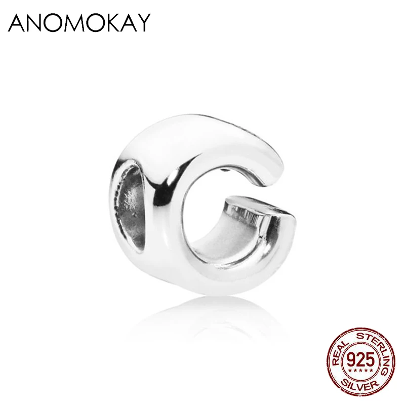 ANOMOKAY, новинка, 925 пробы, серебро, от A до Z, классика, 26 букв, бусины, амулеты, подходят для браслетов Pandora, сделай сам, изготовление ювелирных изделий