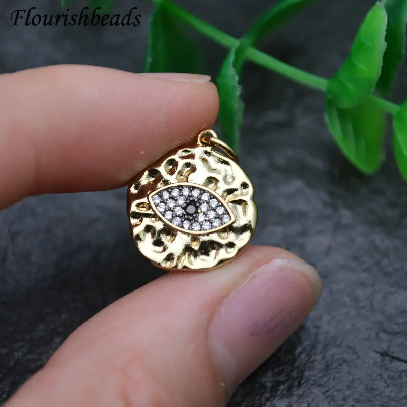 

Luxury CZ Zircon Beads Eye Round Pendant DIY Parts Jewelry Makings Multi-use Accessories for Necklace Choker 10pcs