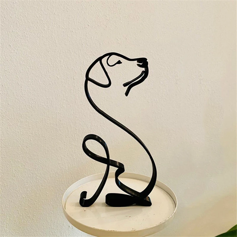 

Creative Animal Figurines Garden Iron Dog Art Sculpture Living Room Minimalist Decoration Bedroom Desktop Ornament Home Decor