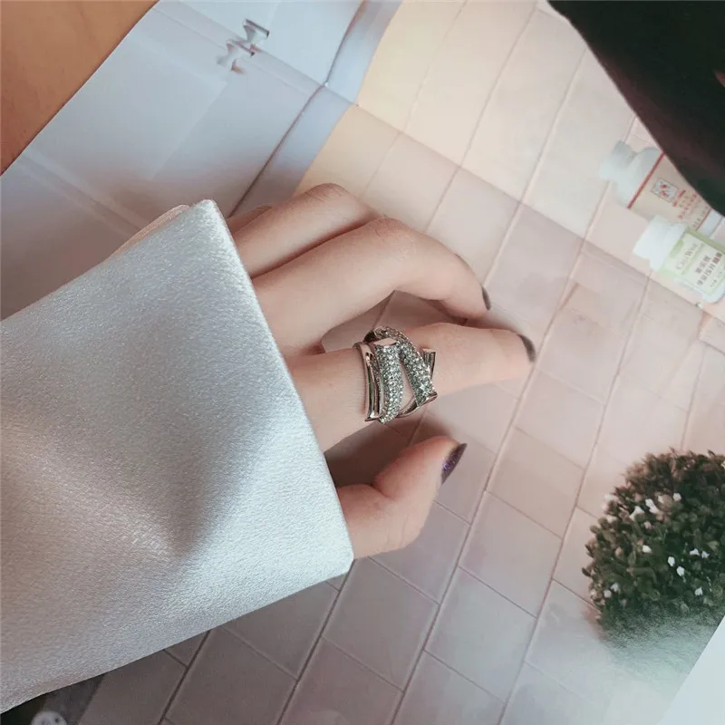 

European and American open Bohemian index finger ring female ins trendy simple wild diamond fashion personality ring luxury