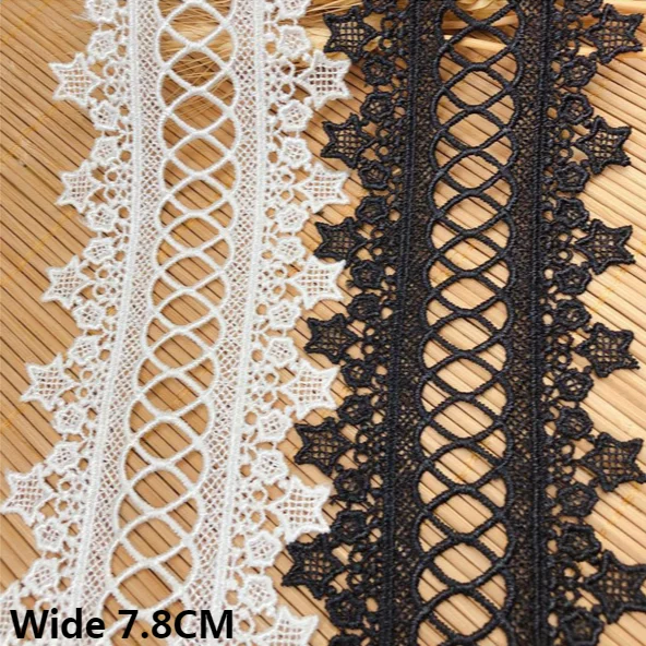 

7.8CM Wide Exquisite White Black Hollow Embroidery Lace Neckline Collar Sewing Trimmings DIY Crafts Curtain Dress Applique Decor