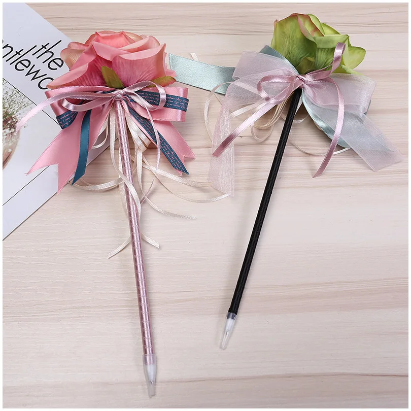 12 шт. креативные Канцтовары имитация цветка розы с бантом из ленты бисера