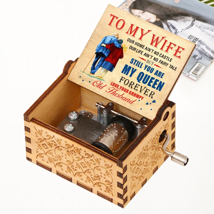 Музыкальная шкатулка с надписью LOVE MOM папа для жены сына дочери деревянная ручка