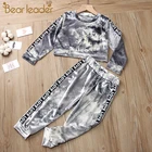 Костюм для мальчиков и девочек Bear Leader, Осенний повседневный костюм с длинным рукавом и надписью, для активного отдыха