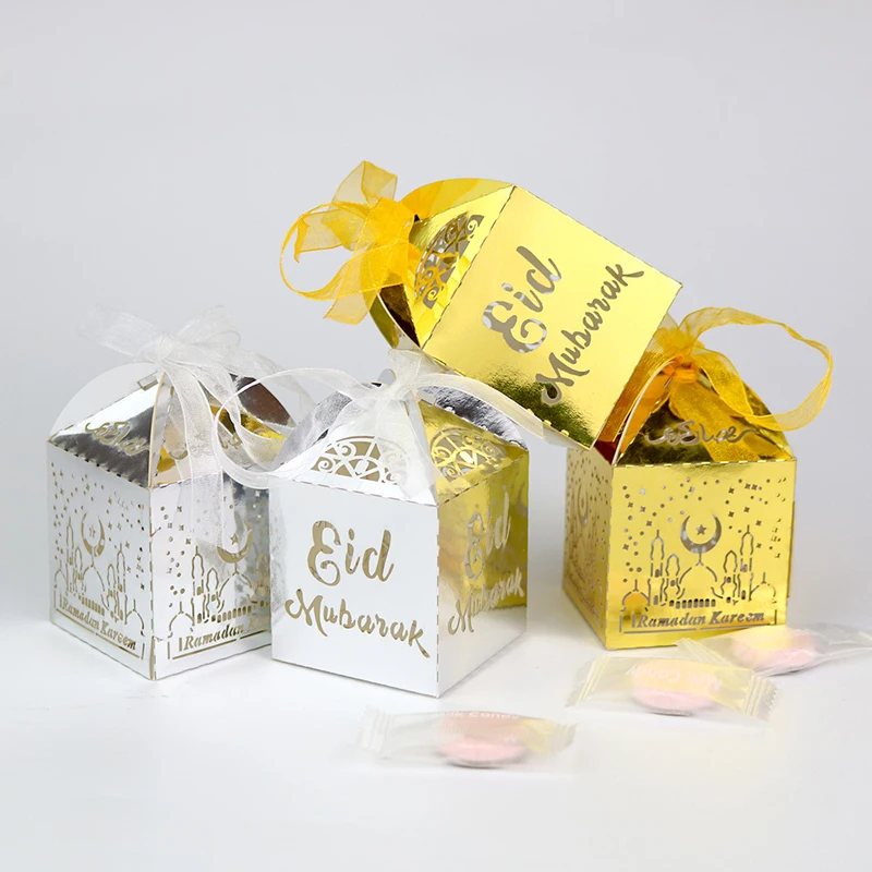 

10 Pcs/set Eid Mubarak Candy Box Ramadan Kareem Gift Boxes Islamic Muslim Festival Happy Al-Fitr Eid Event Party Supplies