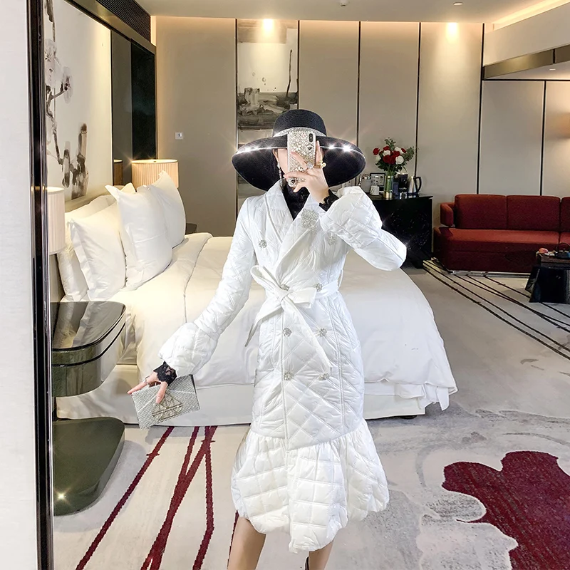 

Long cotton jacket for celebrities Women's winter 2021 new dress