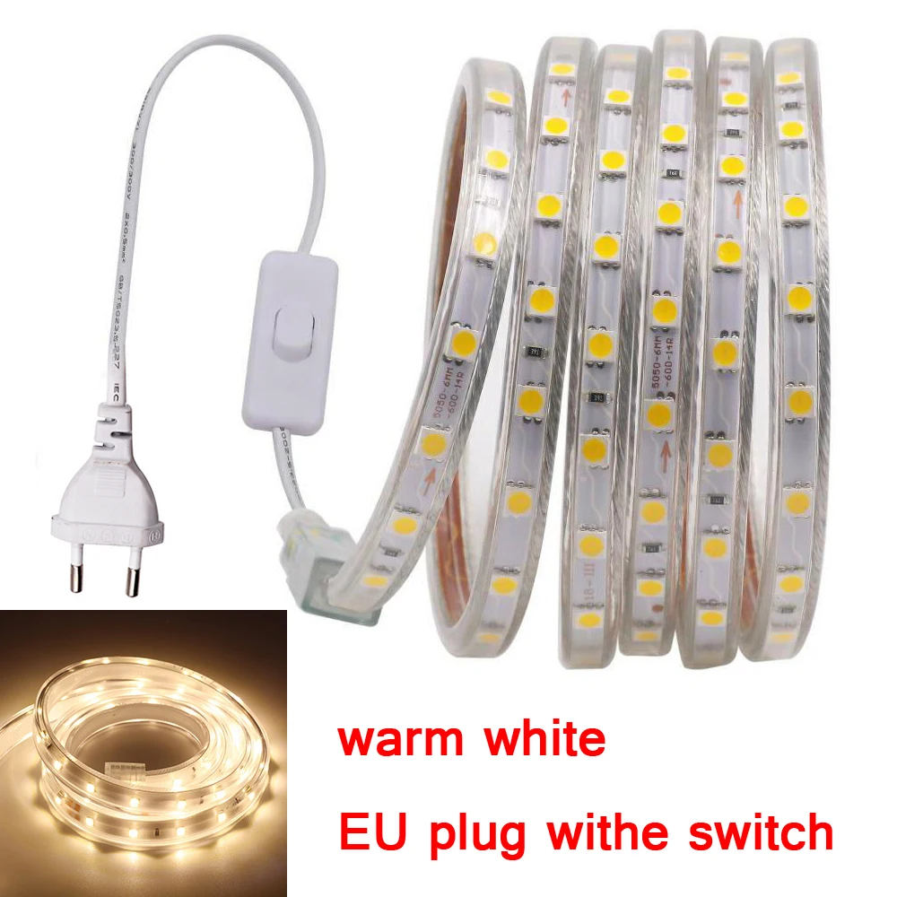 100mMusic RGB LED Strip Light 220V AC Remote Control 5050 SMD 60LEDs/m Waterproof IP67 Flexible Tape Outdoor Home Decoration | Лампы и