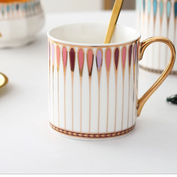 

European-Style Tableware Set Jingdezhen High-End China Household Cup and Mug Luxury Phnom Penh Gift Porcelain Mug