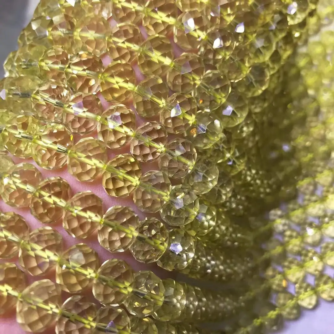 Бусины россыпью лимон кварц круглый граненый 8/10 мм оптовая продажа для