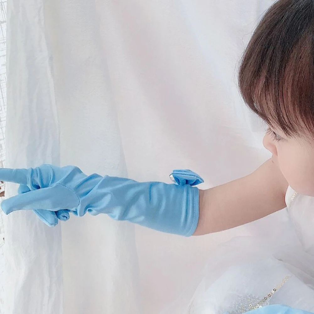 Длинные атласные перчатки принцессы для танцев и сцены свадебное платье