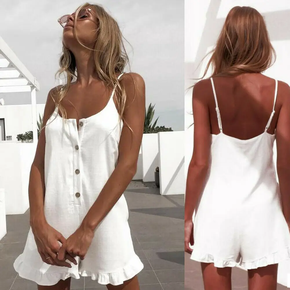 

Women Sleeveless Solid Off Shouder Playsuit Jumpsuit Romper Female Fashion Summer Beach Casual Clubwear Wide Leg Outfits
