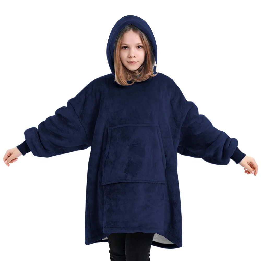 

Lazy TV Blanket Coral Fleece Sherpa Blanket With Sleeves Super Soft Warm Outdoor Pocket Hoodie Adult Winter Hooded TV Blankets