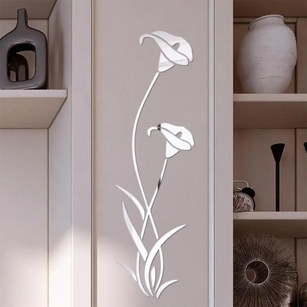 1 шт. зеркальные 3D наклейки на стену Calla Lily настенные украшения для гостиной DIY