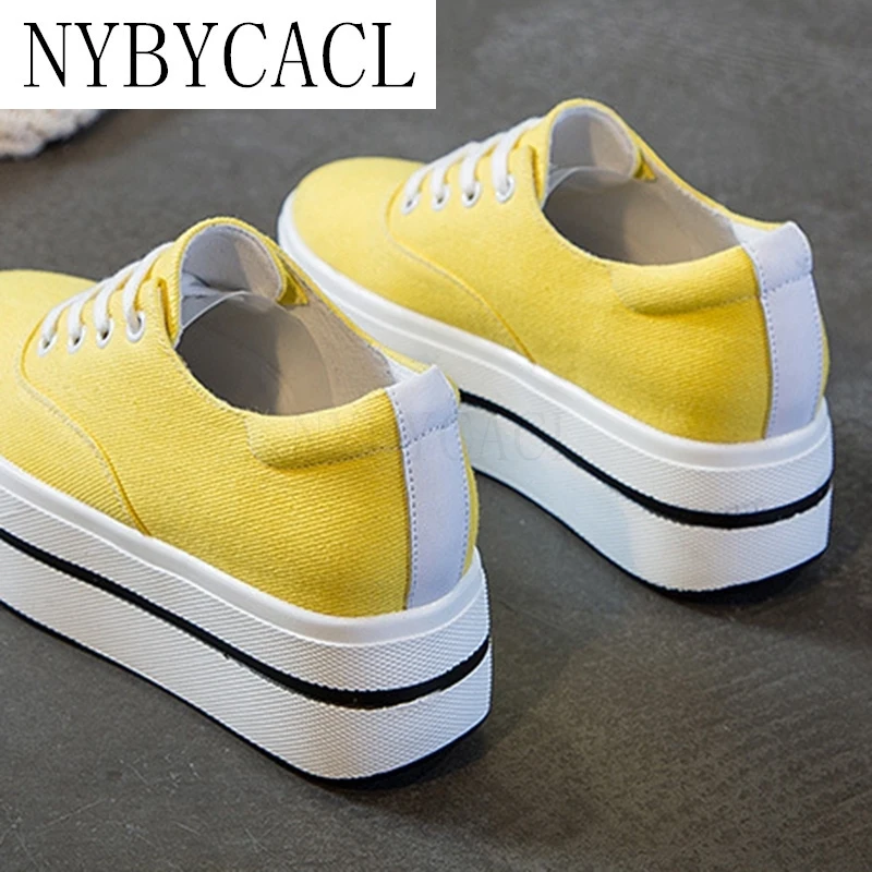 

Women's Chunky Sneakers 2021 Spring Summer Breathable Canvas Shoes Women Sneakers High Heels Woman Platform Shoes Female Shoe