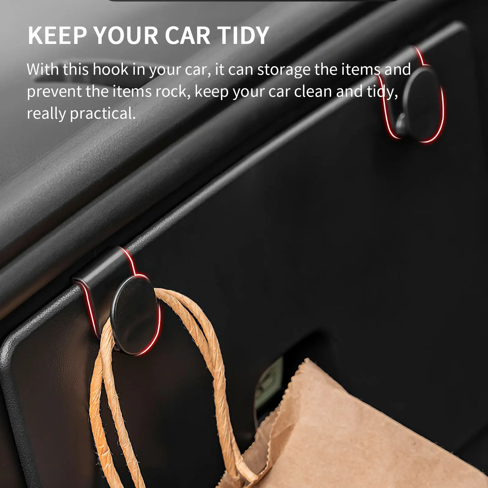 

New 2pcs Car Storage Hook Black Durable Portable Front Compartment Hanging Hook Easy Installation Practical Front Trunk Hook