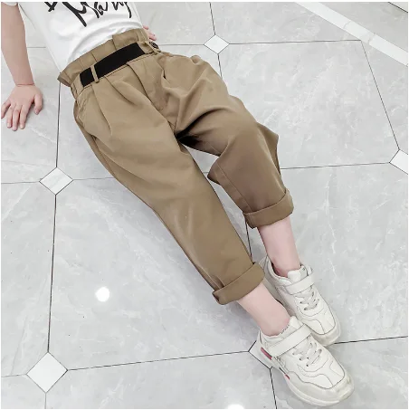 

Children Girl Pants 2019 Fashion Elastic Ruffle Waist Belted Khaki Baggy Trousers Elegant Pants Girl Kids Clothes 6 8 10 12 Year