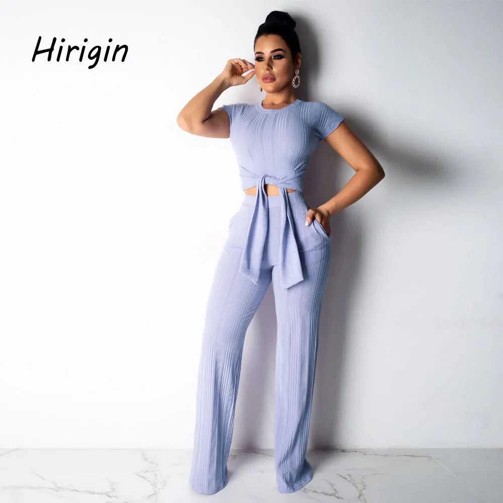 Женский комбинезон на шнуровке короткий топ с расклешенными штанами однотонный