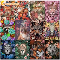 chenistory frame animals diy painting by numbers lions canvas drawing flower landscape handpainted wall home decor art gift set