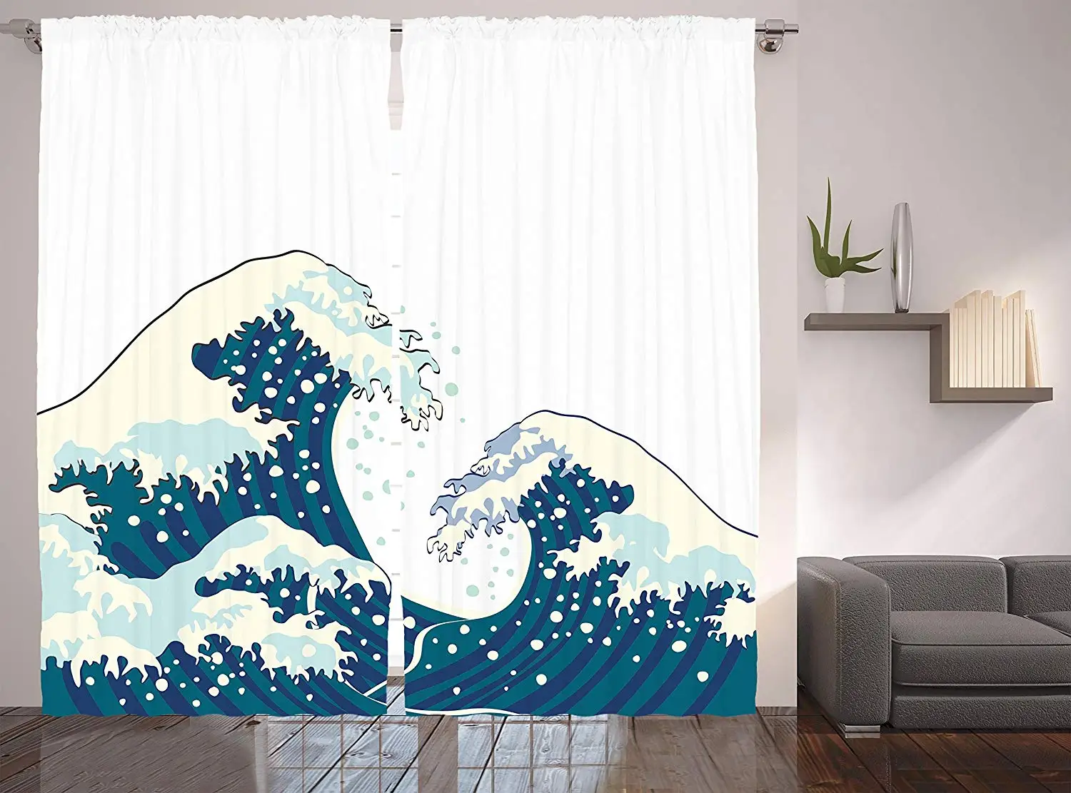Большие волны канагавы занавески японская иллюстрация декор океана