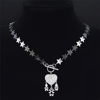 love heart mom girl boy stainless steel necklaces charm women silver color pendant necklace jewelry collares de cristal n4812s01