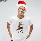 Милая рождественская футболка с оленями, мужская модная футболка с рисунком Kawaii, топ, новинка 2020, эстетическая футболка, мужская одежда, футболка, женская