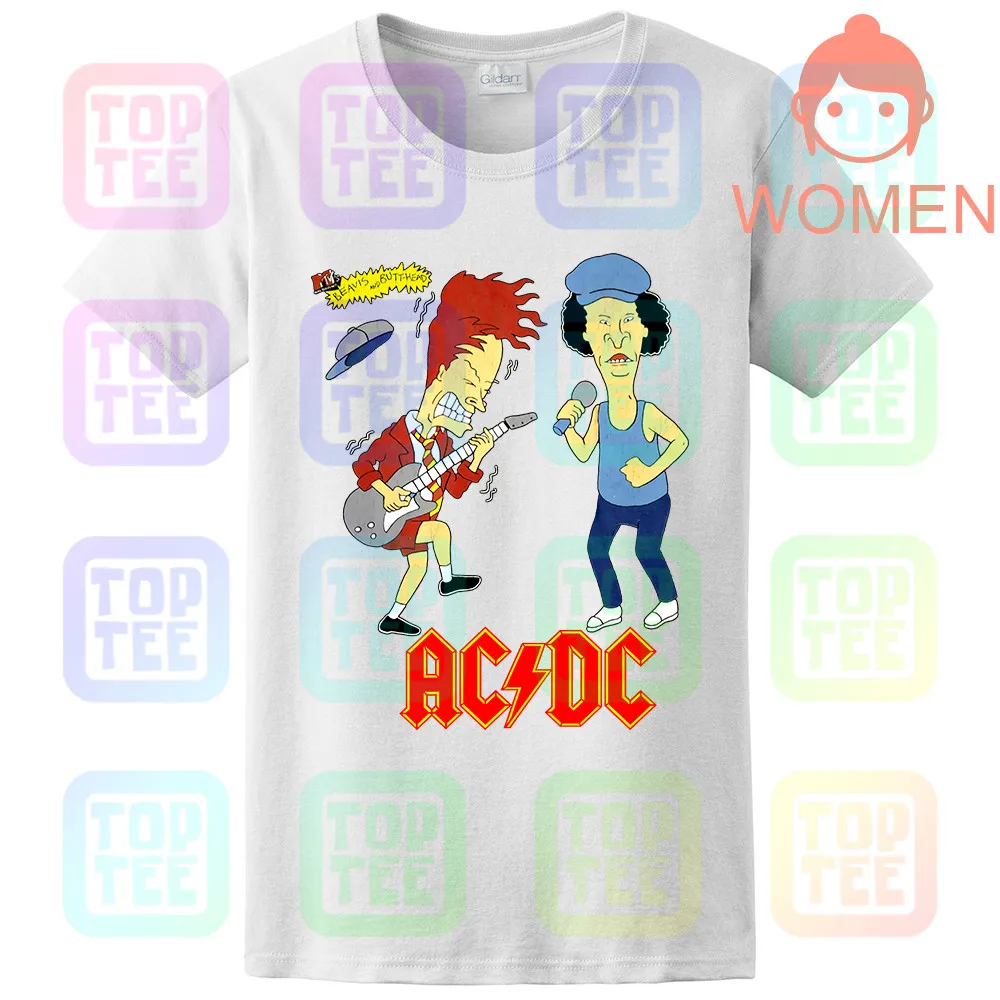 WOMEN-WHITE Ограниченная серия! 1996 AC/DC Beavis and Butthead футболка тяжелый хлопок США размер - Цвет: WOMEN-WHITE