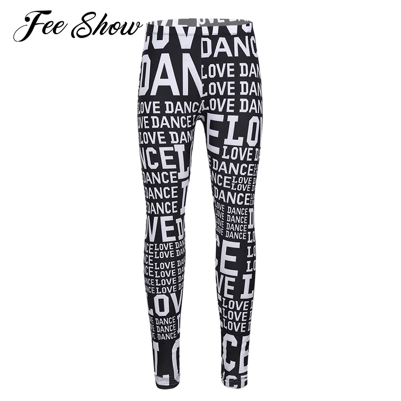 

Kids Girls Causal Yoga Pants Leggings Sportswear Letters LOVE DANCE Printed Leggings Tights Pants for Party Dance Performance