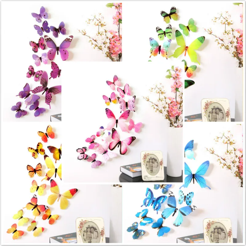 Горячая Новинка печать 3D бабочка ландшафтный дизайн Наклейка на стену украшение