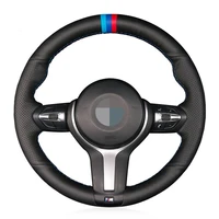 soft black genuine leather suede car steering wheel cover for bmw m sport f30 f31 f34 f10 f11 f07 f45 f46 f22 f23 m235i m2