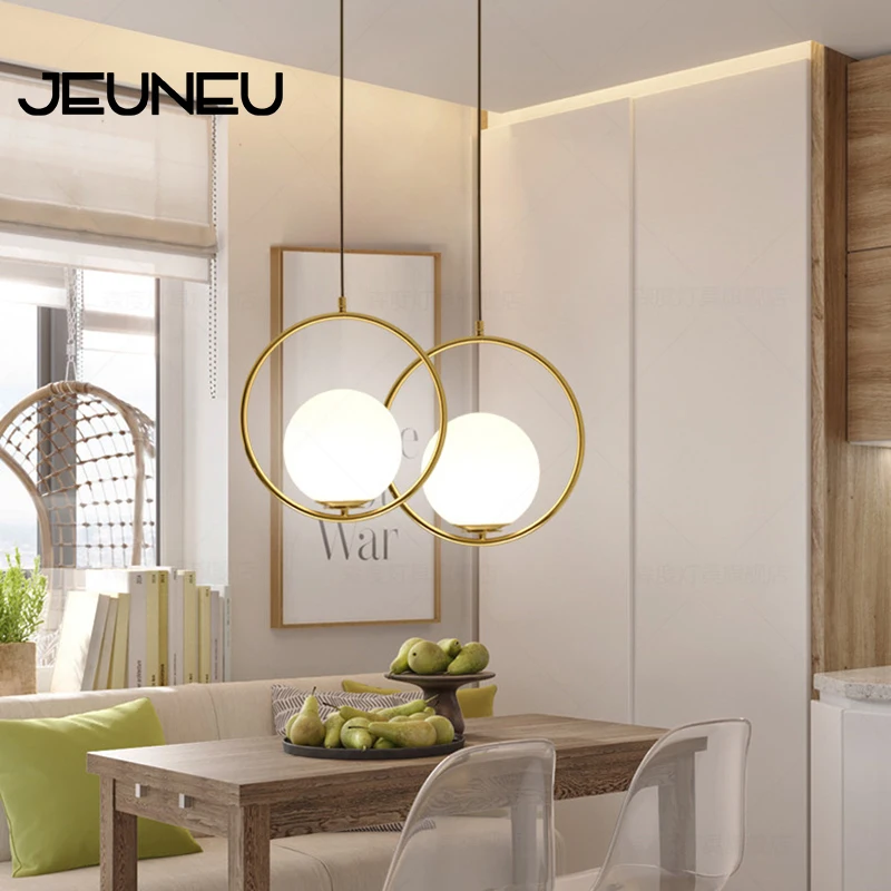 Современный простой светодиодный подвесной светильник из железа и стекла E27 в