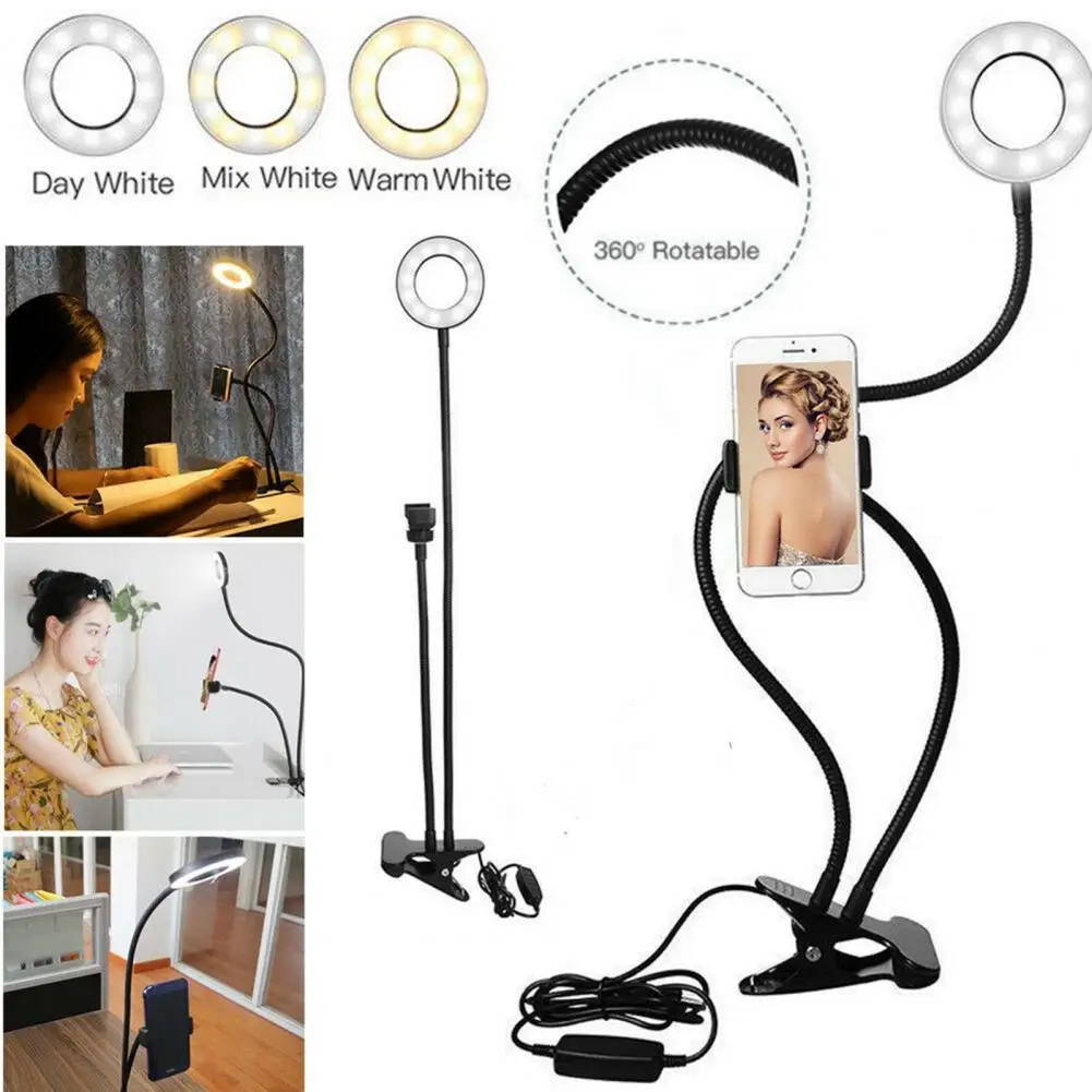 Регулируемый светодиодный кольцевой светильник для селфи из сплава с USB