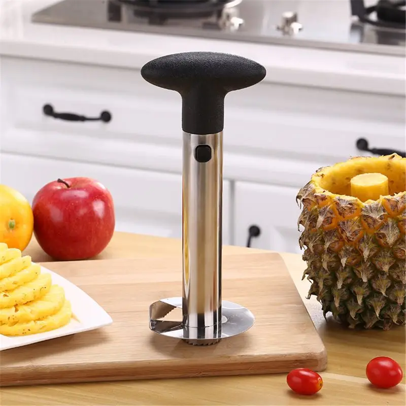 

Fruit Pineapple Peeler Slicer Cutter Stainless Steel Kitchen Tools DIY (black)