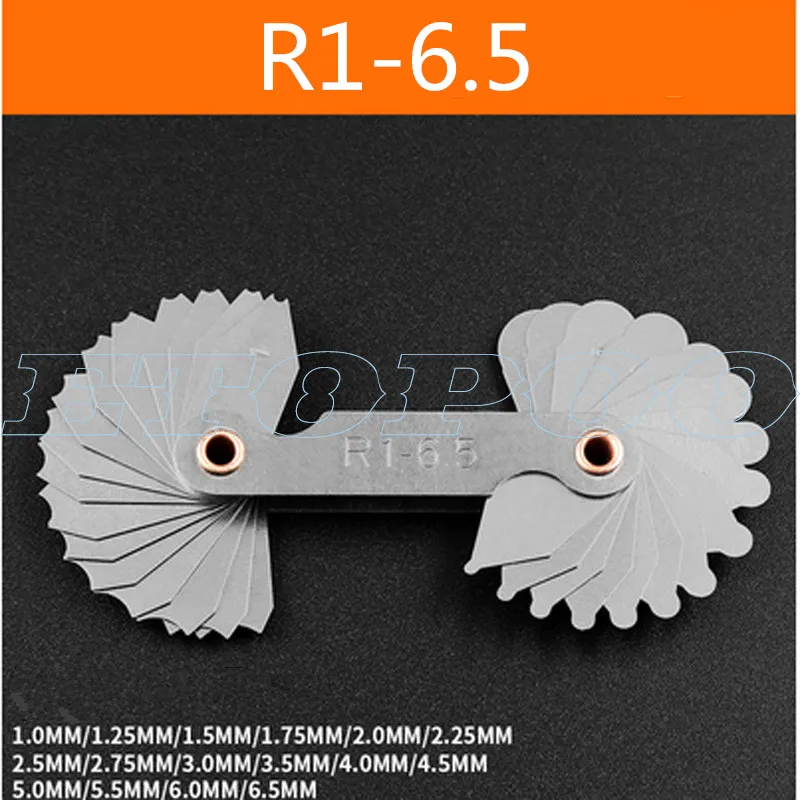 4 шт. радиус измерительные приборы из нержавеющей стали R1-6.5/R7-14.5/R15-25/R26-80mm вогнутые выпуклые дуги Серебряный тон измерительные инструменты - Цвет: R1-6.5
