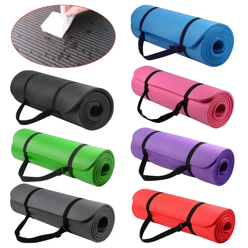 

1 Set Yoga Mat Extra Thick 1cm Pilates Fitness Cushion Non Slip Exercise Pad High Density Balance NBR 183cm Long Hot Yoga