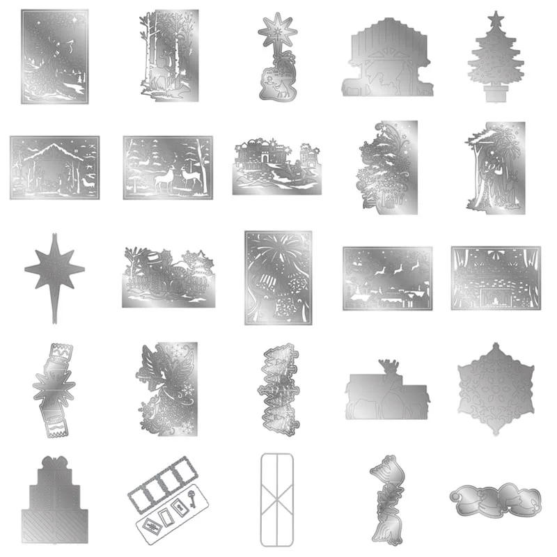 

2021 new Christmas Pop Out Cutting Dies Snowmen Tree Nativity Scene Reindeer For DIY Scrapbooking Twist and Pop Card Making