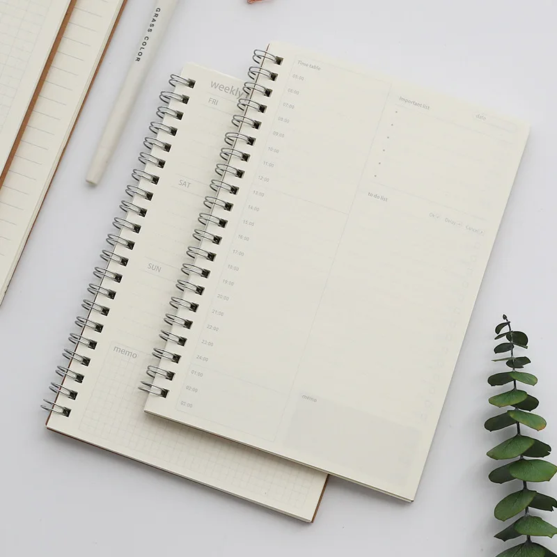 

Journal Grid Lined Binder Manual Schedule Notepad TIME Daily Weekly To Do Planner Spiral Kraft Notebook Office School Stationery