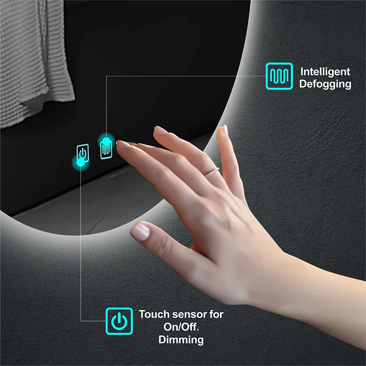 60 см круглосветодиодный светодиодное зеркало для ванной комнаты с сенсорным