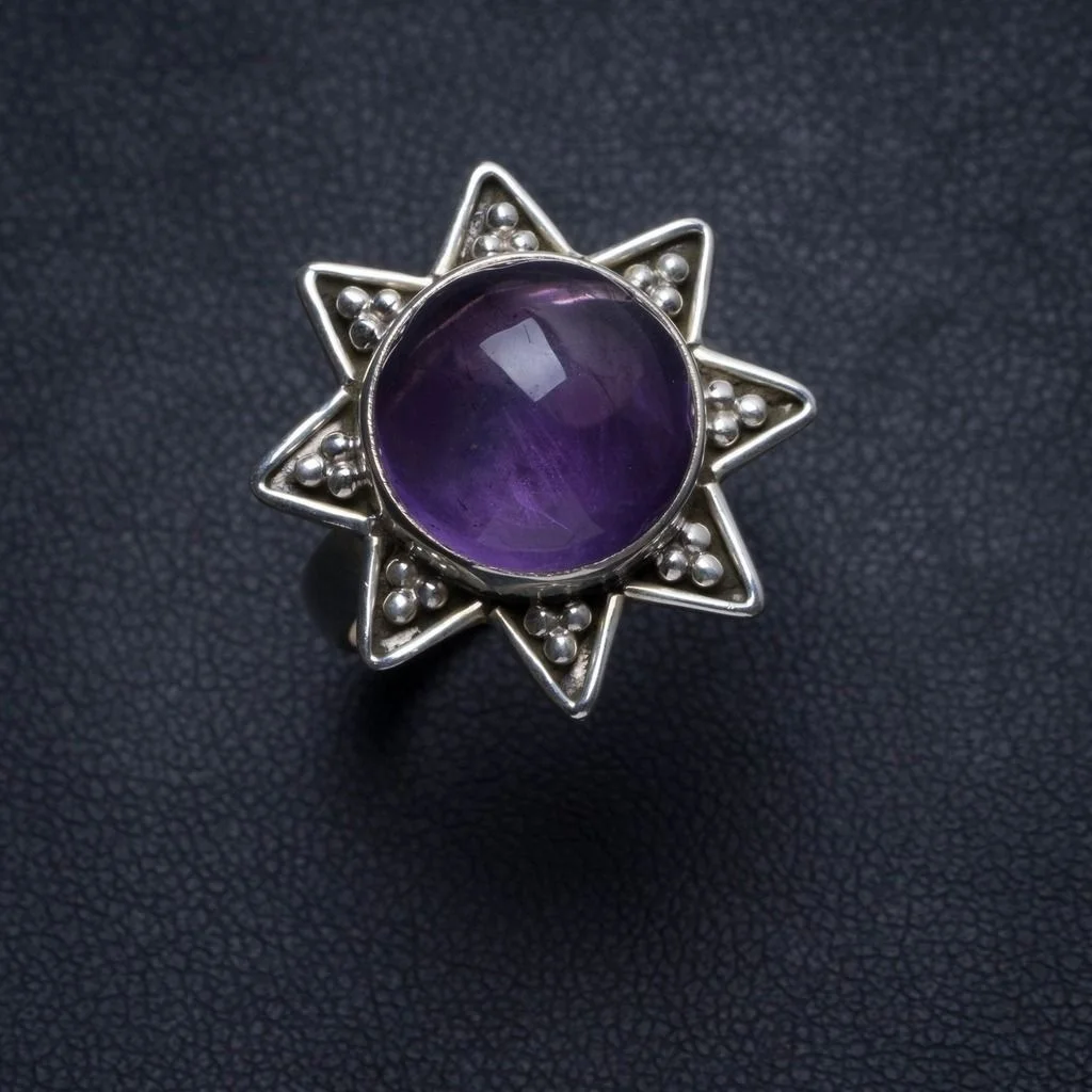 

Natural Amethyst Handmade Mexican 925 Sterling Silver Ring, US size 8.25 T5491
