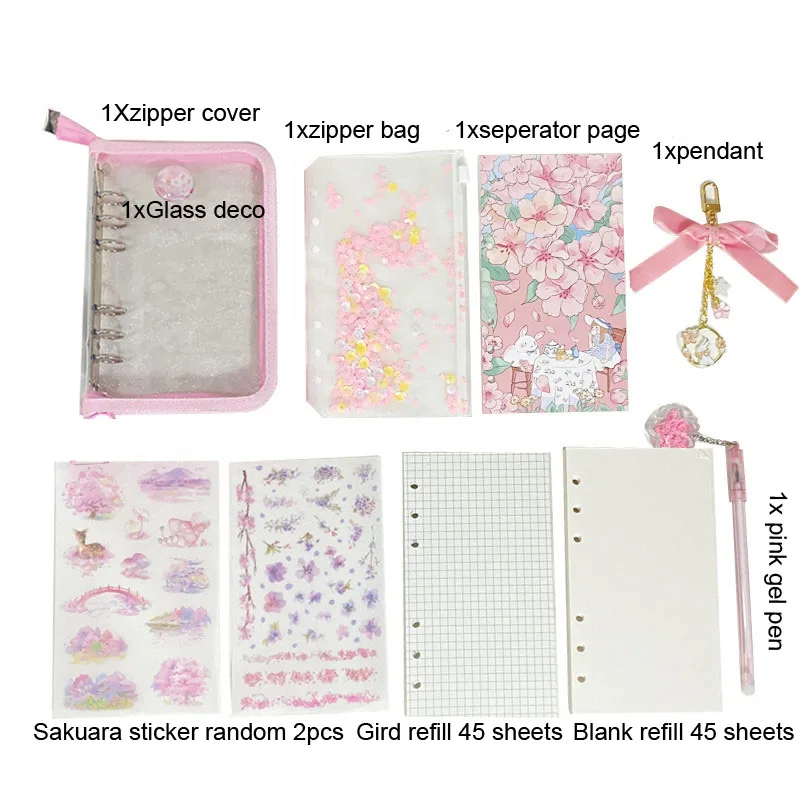 Sakura Loose Leaf A6 Notebook Set 90 Sheets Papers DIY Binder Dairy Papeleria Journals Book Stationery |