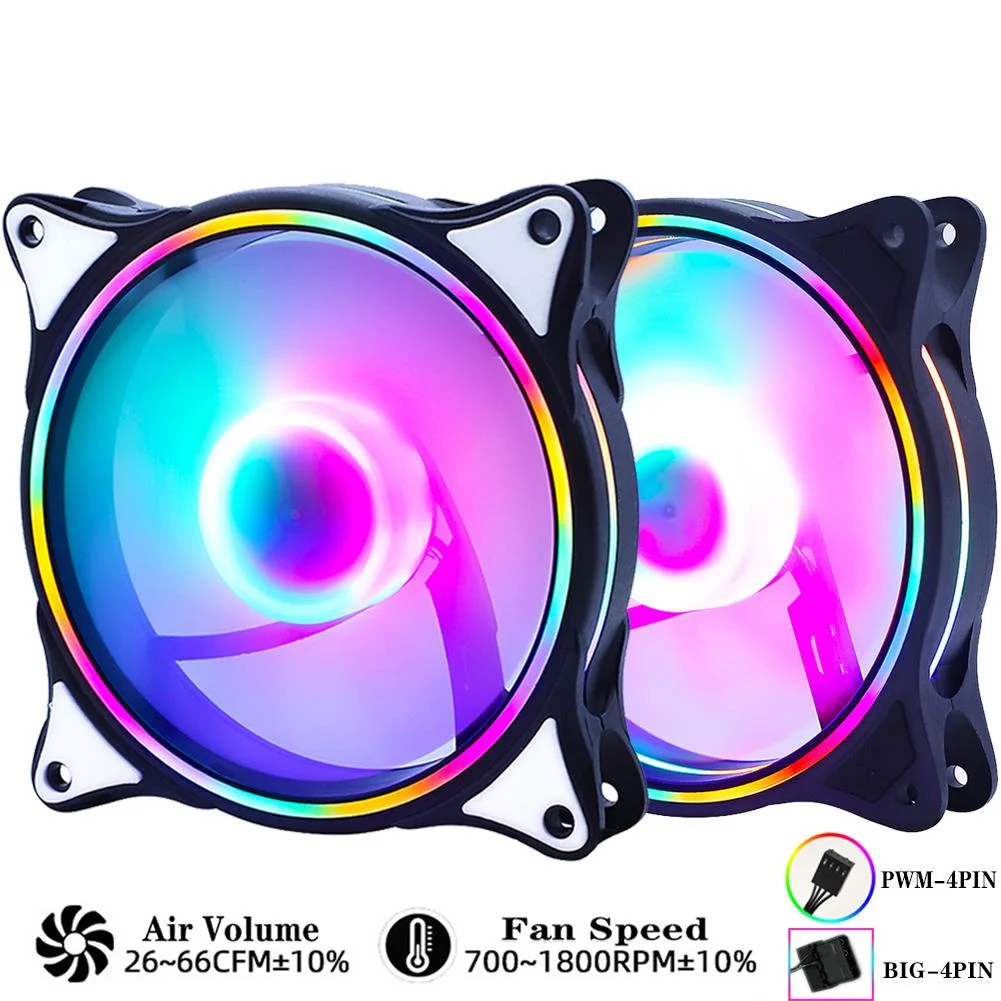 

RGB 120mm Fan PWM 4 PIN Silent Molex 4PIN For Computer Case CPU Cooling Cooler Ventilador 12V DC Adjust Fan Speed