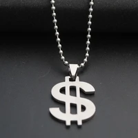 5pcs stainless steel dollar american money sign pendant necklace world universal currency rich necklace lucky gift jewelry