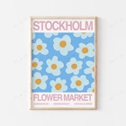 Набор из 3 постеров с изображением цветочного рынка, Настенная картина с принтом на холсте цветочный рынок, Токио, Лондон, Стокгольм, иллюстрация, современное искусство