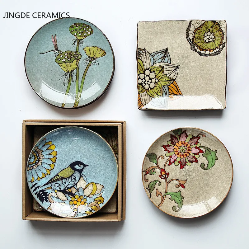 Домашняя креативная плоская тарелка для западного стейка с ручной росписью